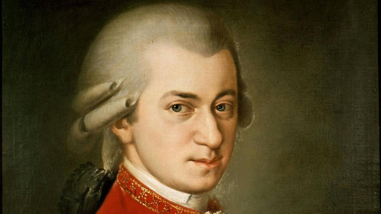 Wolfgang Amadeus Mozart auf einem posthumen Gemälde von Barbara Krafft, 1819 Wolfgang Amadeus Mozart auf einem posthumen Gemälde von Barbara Krafft, 1819