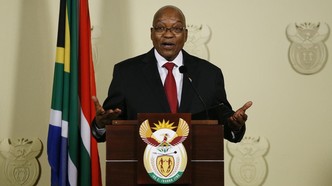 Südafrikas Präsident Jacob Zuma bei einer Ansprache an die Nation am 14. Februar 2018. Südafrikas Präsident Jacob Zuma bei einer Ansprache an die Nation am 14. Februar 2018.