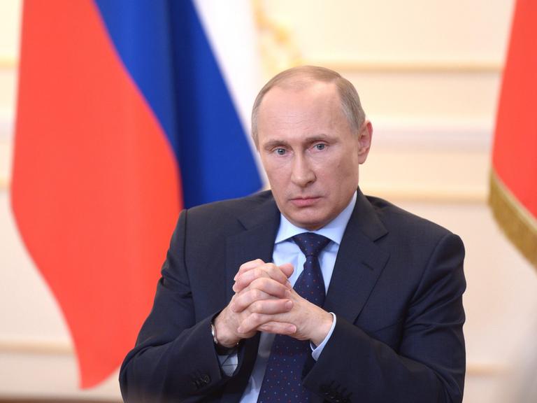 Wladimir Putin bei seiner Pressekonferenz in Moskau.