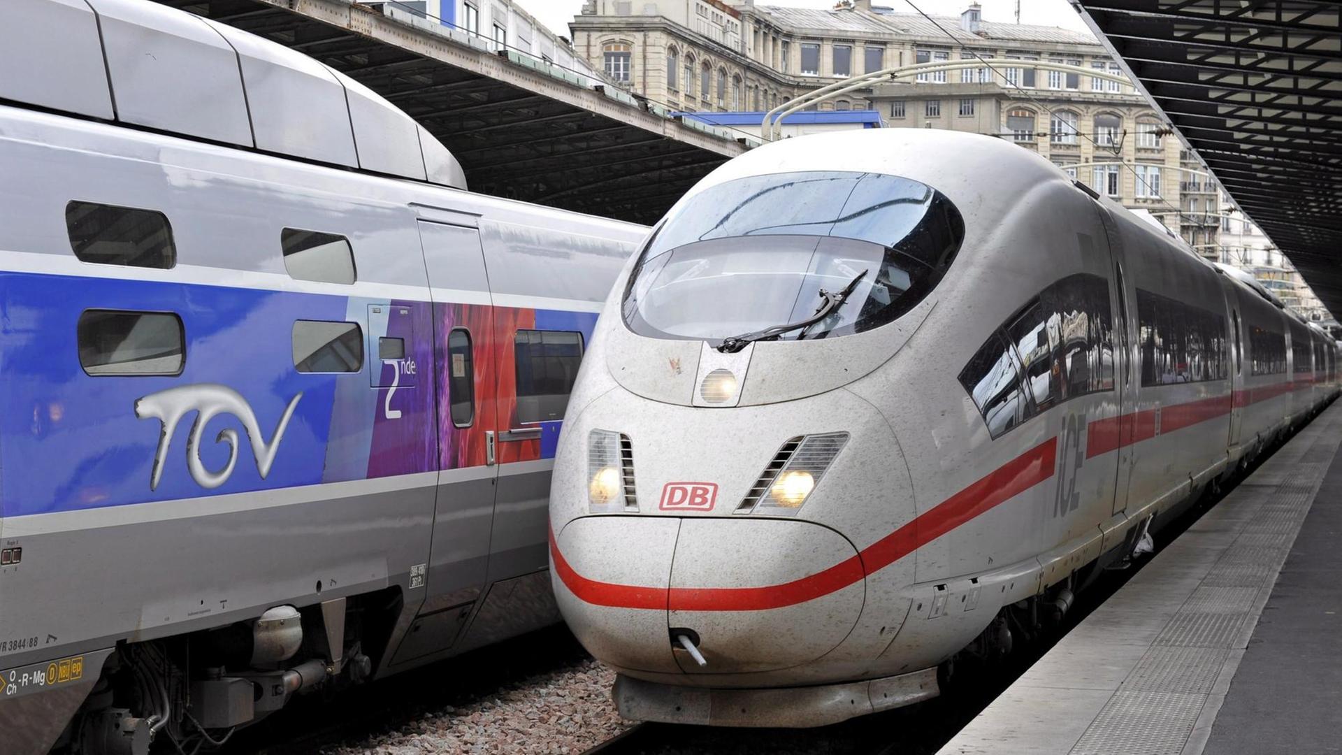 TGV und ICE am Bahnhof Gare de l'Est in Paris TGV und ICE am Bahnhof Gare de l'Est in Paris