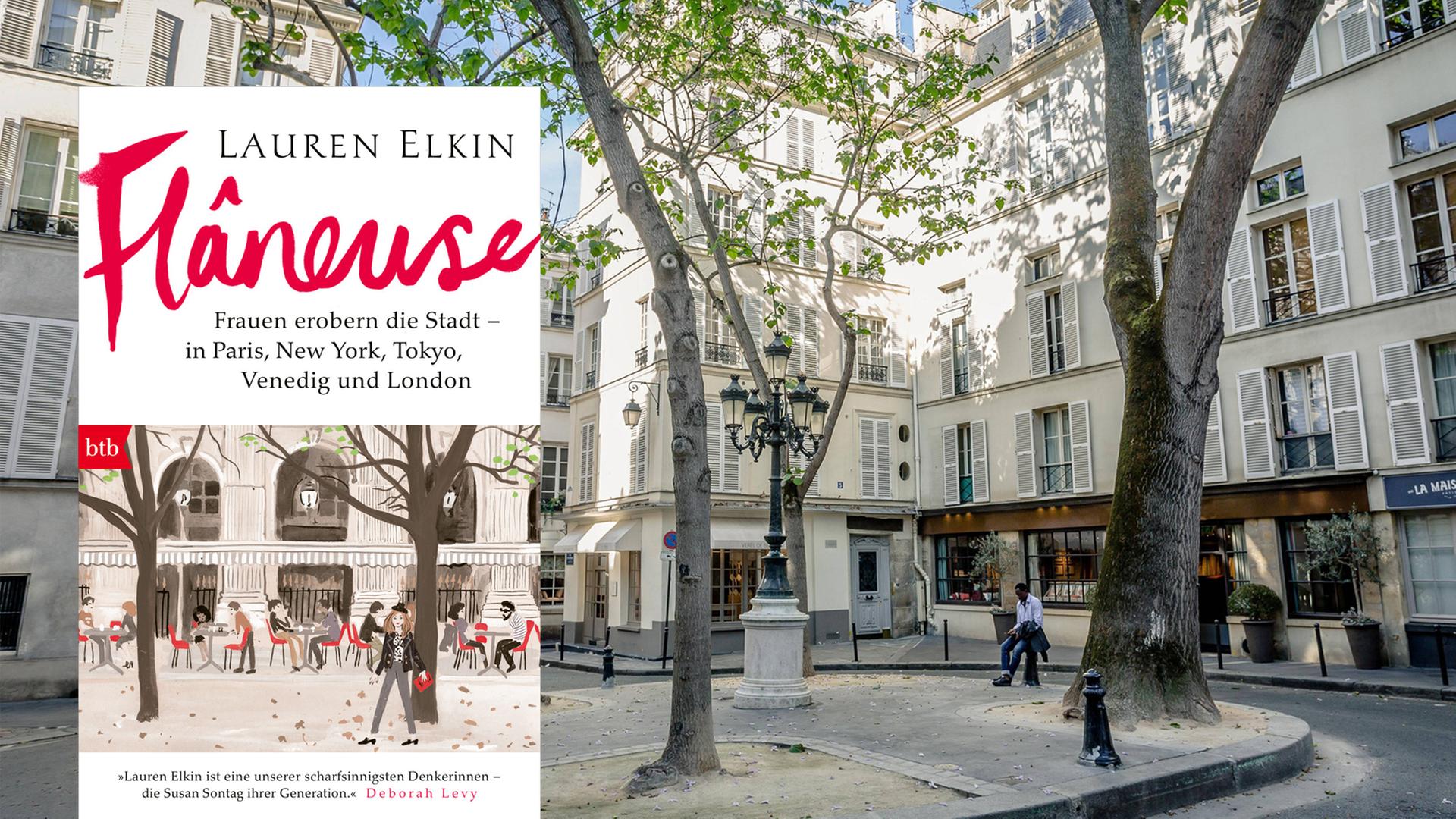 Auf dem Buchcover ist eine Frau zu sehen, die vor einem Café steht Auf dem Buchcover ist eine Frau zu sehen, die vor einem Café steht