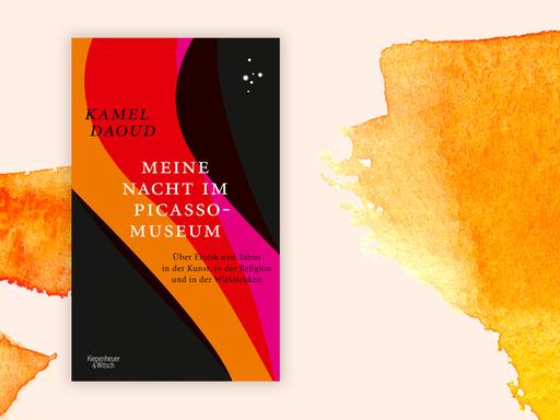 Das Buchcover "Meine Nacht im Picasso-Museum" von Kamel Daoud vor einem grafischen Hintergrund