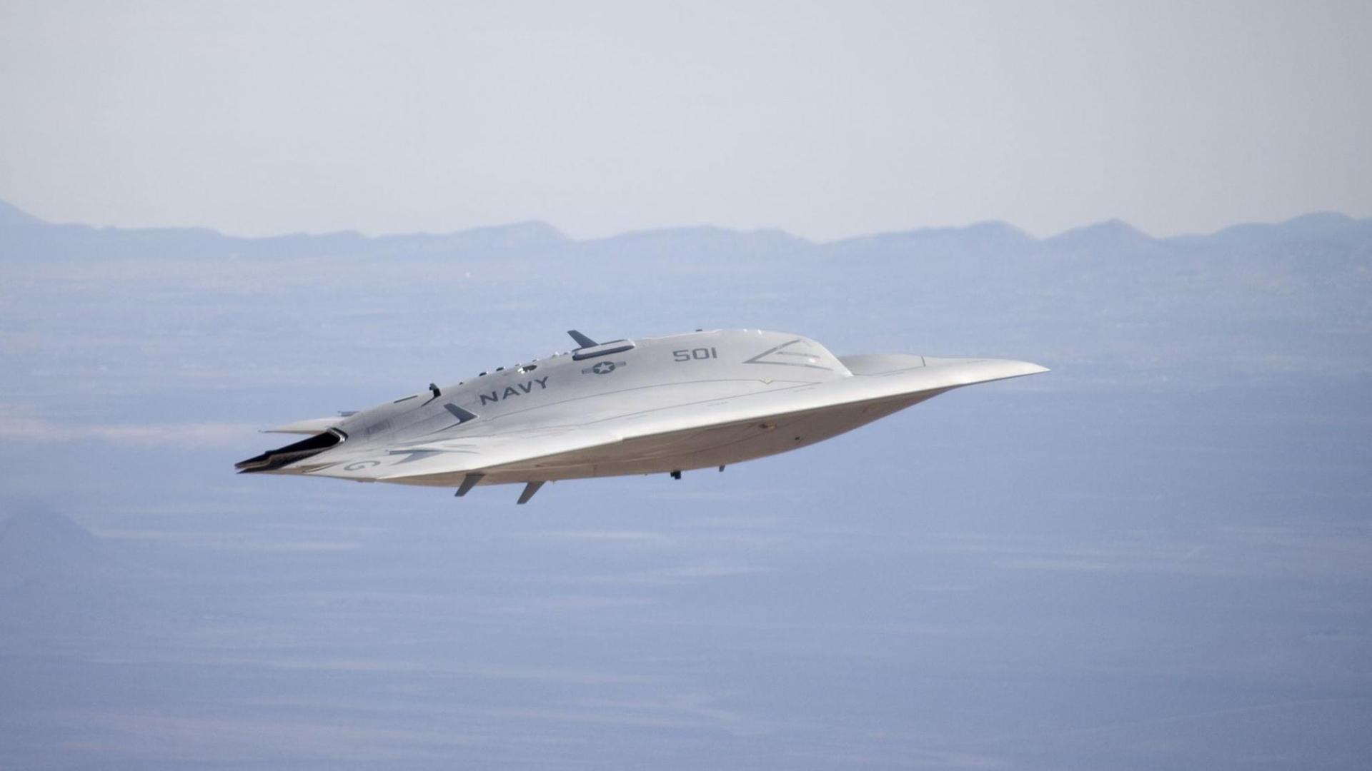 US-Militär testet die Kampfdrohne X47B. US-Militär testet die Kampfdrohne X47B.