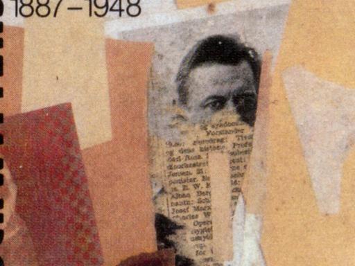 Kurt Schwitters auf einer Briefmarke der Deutschen Bundespost,