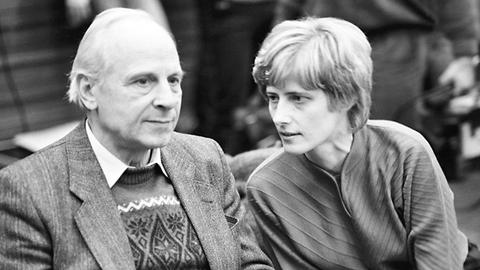 Die Grünen-Politiker Gert Bastian und Petra Kelly anlässlich der Bundesversammlung der Grünen 1985.
