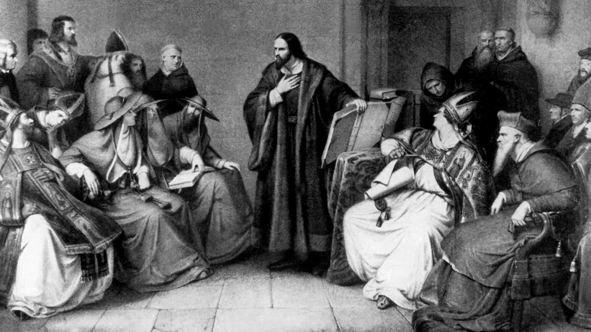 Der tschechische Reformator Jan Hus vor dem Konstanzer Konzil Der tschechische Reformator Jan Hus vor dem Konstanzer Konzil