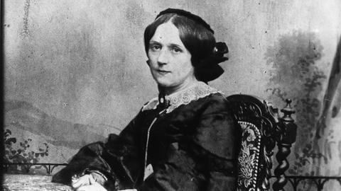 Minna Wagner, die Ehefrau Richard Wagners, auf einem historischen Schwarz-weiß-Foto von etwa 1860.