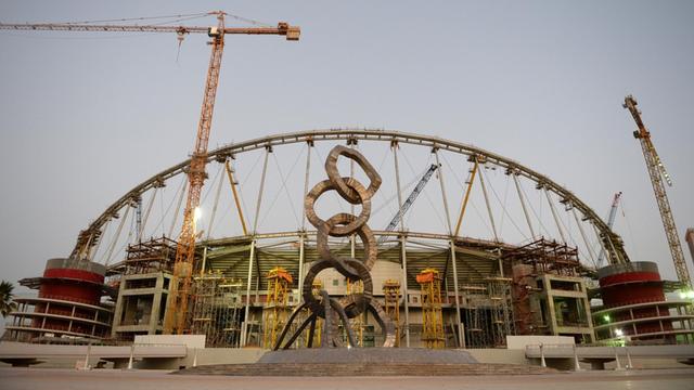 Die Baustelle des "Khalifa International Stadium" in Doha, Katar.