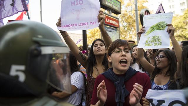 Befürworterinnen des Rechts auf Abtreibung in Santiago de Chile