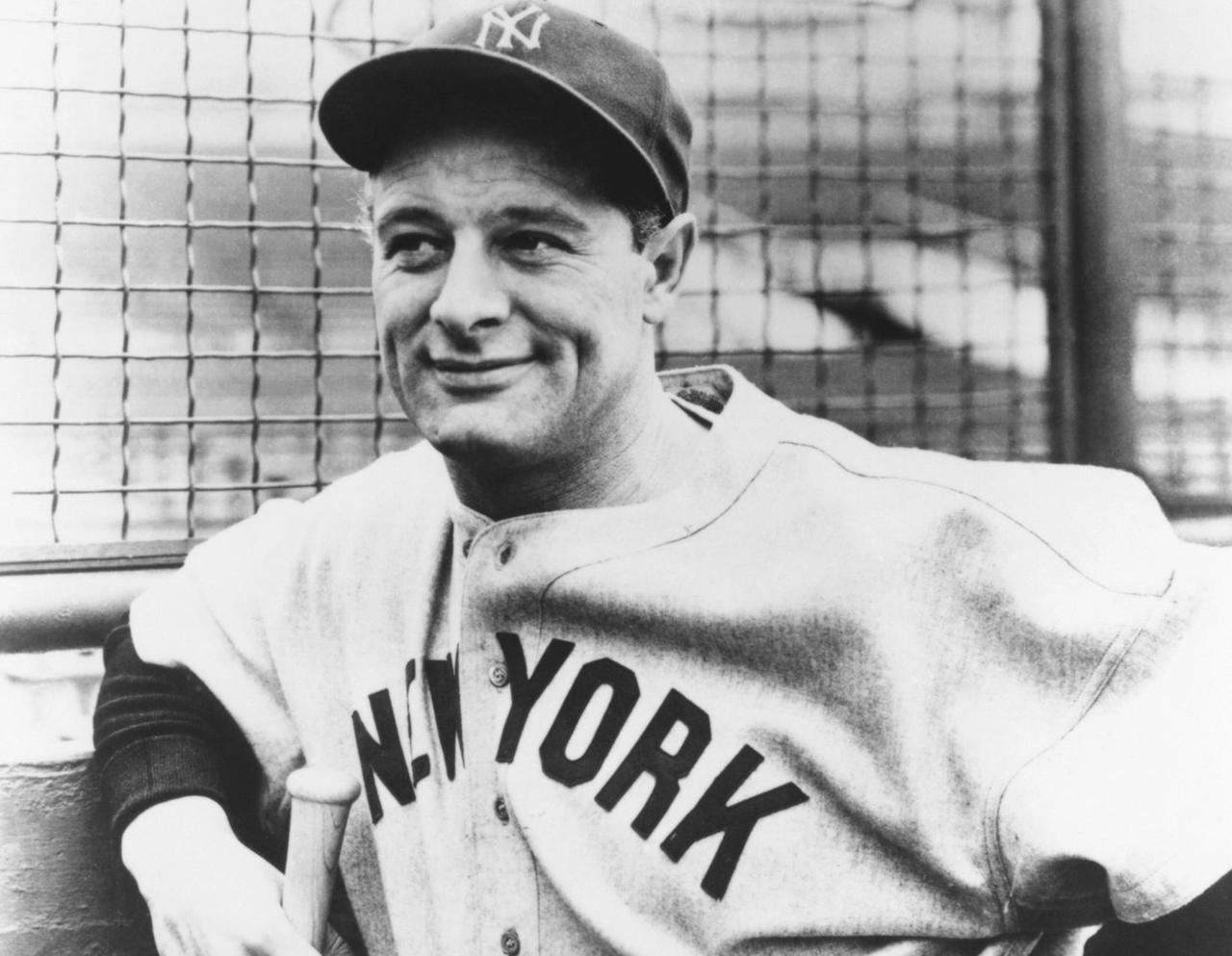 Ein Porträt von Lou Gehrig von den New York Yankees aus dem Jahr 1932. Ein Porträt von Lou Gehrig von den New York Yankees aus dem Jahr 1932.