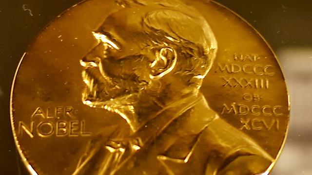 Das Foto zeigt eine Nobelpreismedaille 