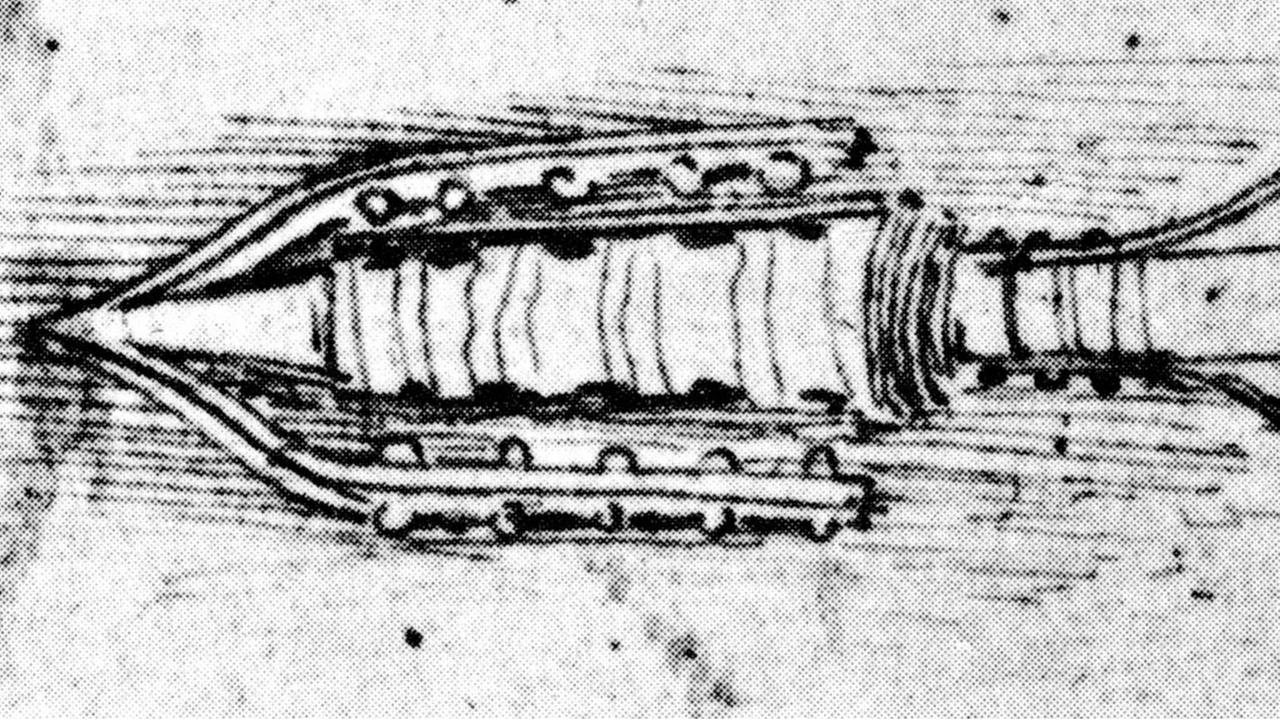 Zeichnung einer Bombe von Leonardo da Vinci Zeichnung einer Bombe von Leonardo da Vinci