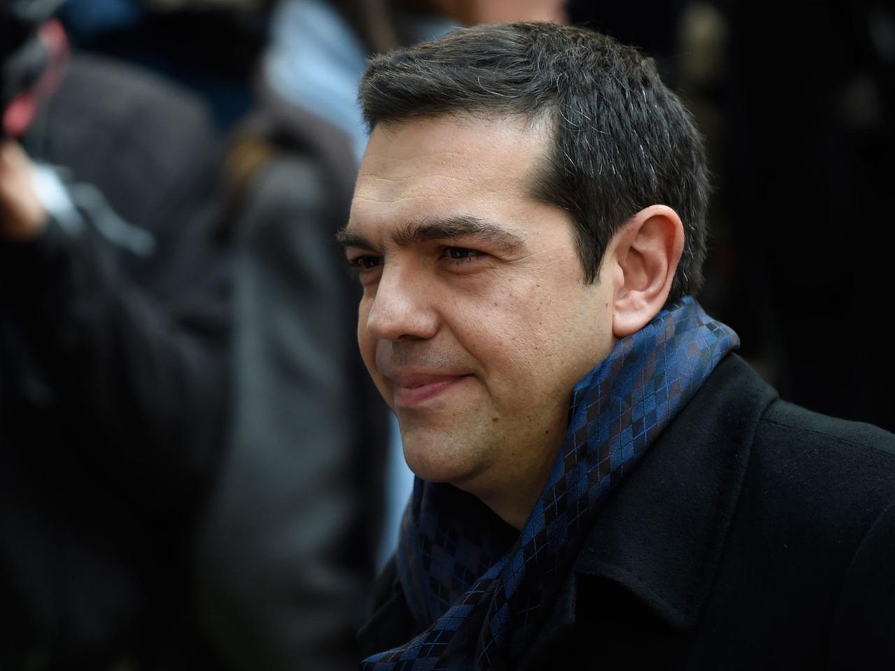 Der griechische Regierungschef Alexis Tsipras auf dem EU-Gipfel in Brüssel am 12. Februar 2015 Der griechische Regierungschef Alexis Tsipras auf dem EU-Gipfel in Brüssel am 12. Februar 2015