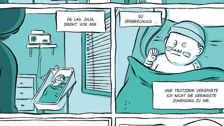 Ein Fünfjähriger mit Down-Syndrom spielt mit einem Haus aus Pappe. Ein Fünfjähriger mit Down-Syndrom spielt mit einem Haus aus Pappe.