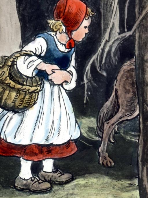  Eine Zeichnung aus "Rotkäppchen und der böse Wolf".