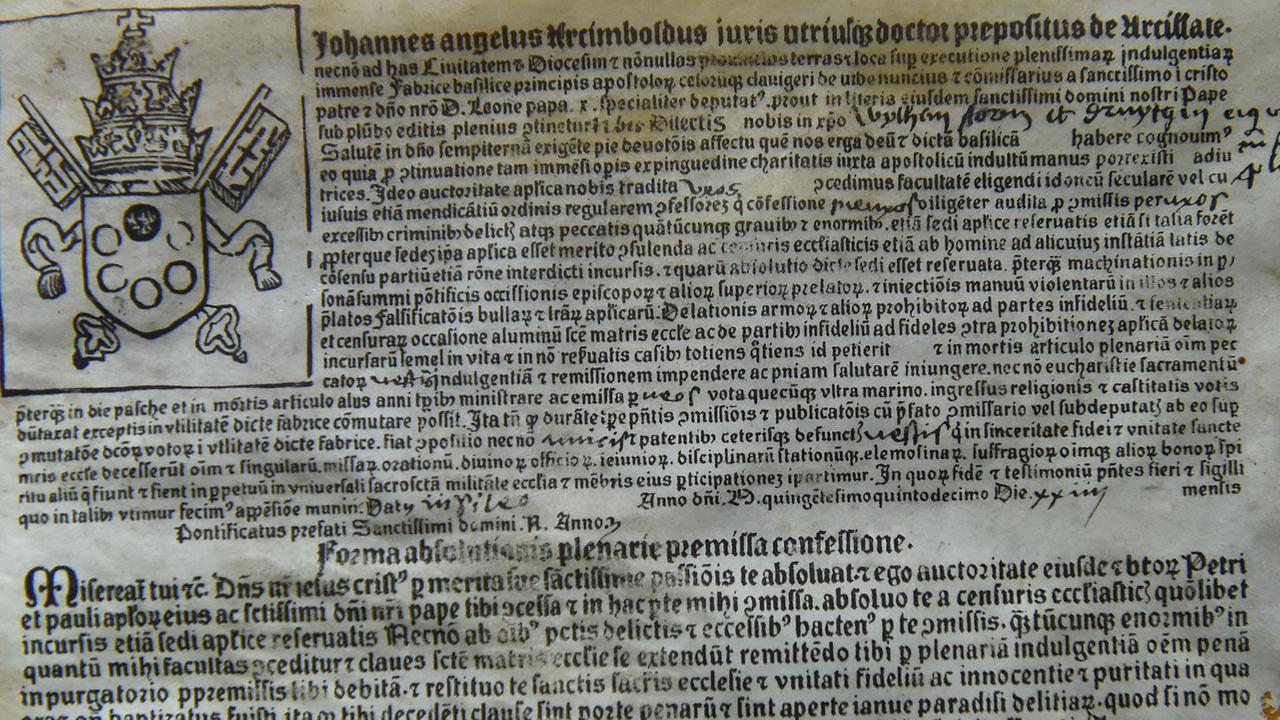 Ein orinaler Ablassbrief aus dem Jahr 1515 Ein orinaler Ablassbrief aus dem Jahr 1515