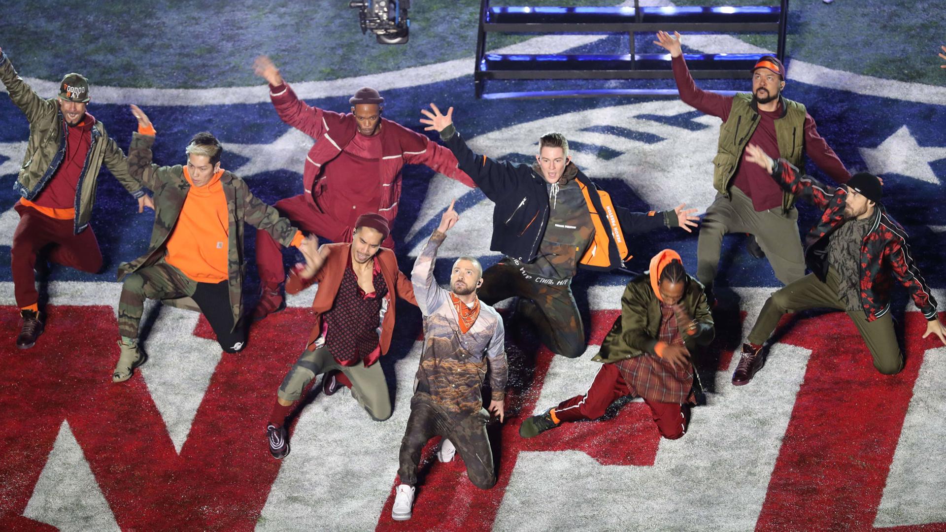 Justin Timberlake bei seiner Halbzeitshow beim Super Bowl 2018