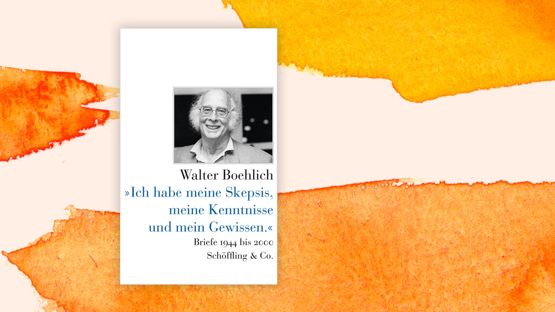 Das Buchcover "Ich habe meine Skepsis, meine Kenntnisse und mein Gewissen" von Walter Boehlich vor einem grafischen Hintergrund