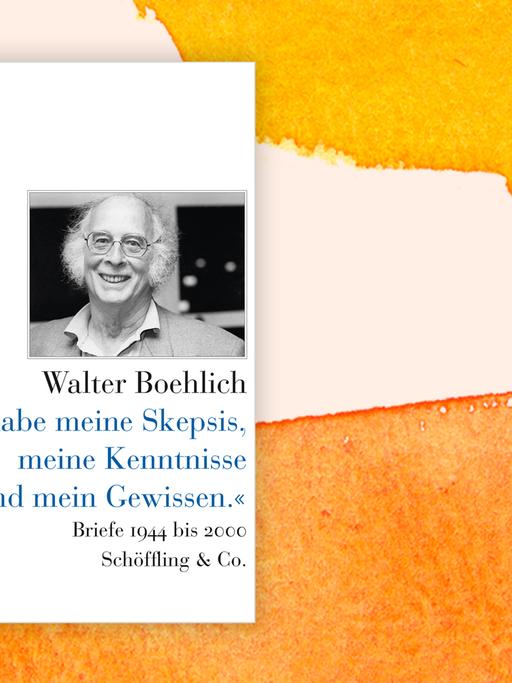Das Buchcover "Ich habe meine Skepsis, meine Kenntnisse und mein Gewissen" von Walter Boehlich vor einem grafischen Hintergrund