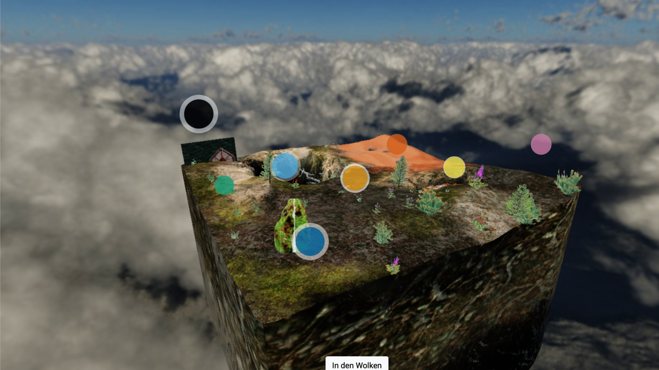 Screenshot einer Webseite. Sie zeigt das 3D-Modell eines virtuelle Gartens. Screenshot einer Webseite. Sie zeigt das 3D-Modell eines virtuelle Gartens.