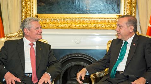 Bundespräsident Joachim Gauck mit dem türkischen Ministerpräsidenten Recep Tayyip Erdogan