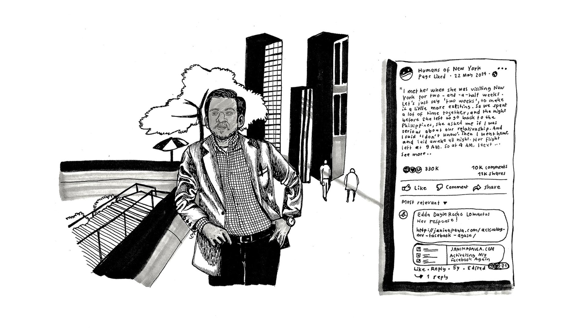 Eine Illustration zur Folge 5 - Philipinen. Sie stammt aus dem Sammelband »Unbias The News – Warum Journalismus Vielfalt braucht« von Hostwriter, der im CORRECTIV-Verlag erschienen ist.