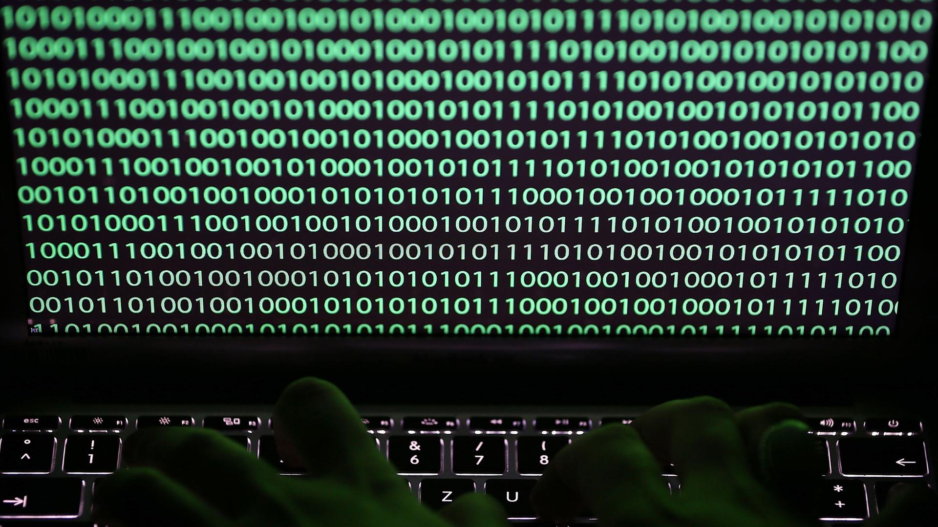 Auf einem Computermonitor ist der Binärcode zu sehen. Auf einem Computermonitor ist der Binärcode zu sehen.