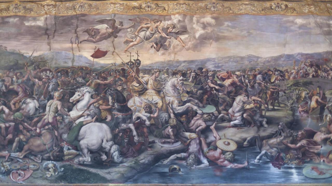 Ein Fresko von Raffael zeigt die Schlacht an der Milvischen Brücke