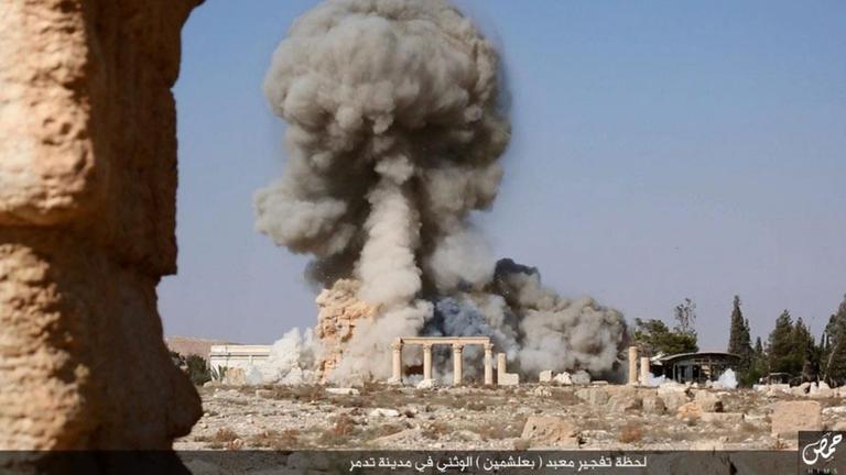 Bild des durch die Terrormiliz zerstörten Baal-Shamin-Tempels in der antiken Stadt Palmyra vom 25.08.2015. Bild des durch die Terrormiliz zerstörten Baal-Shamin-Tempels in der antiken Stadt Palmyra vom 25.08.2015.
