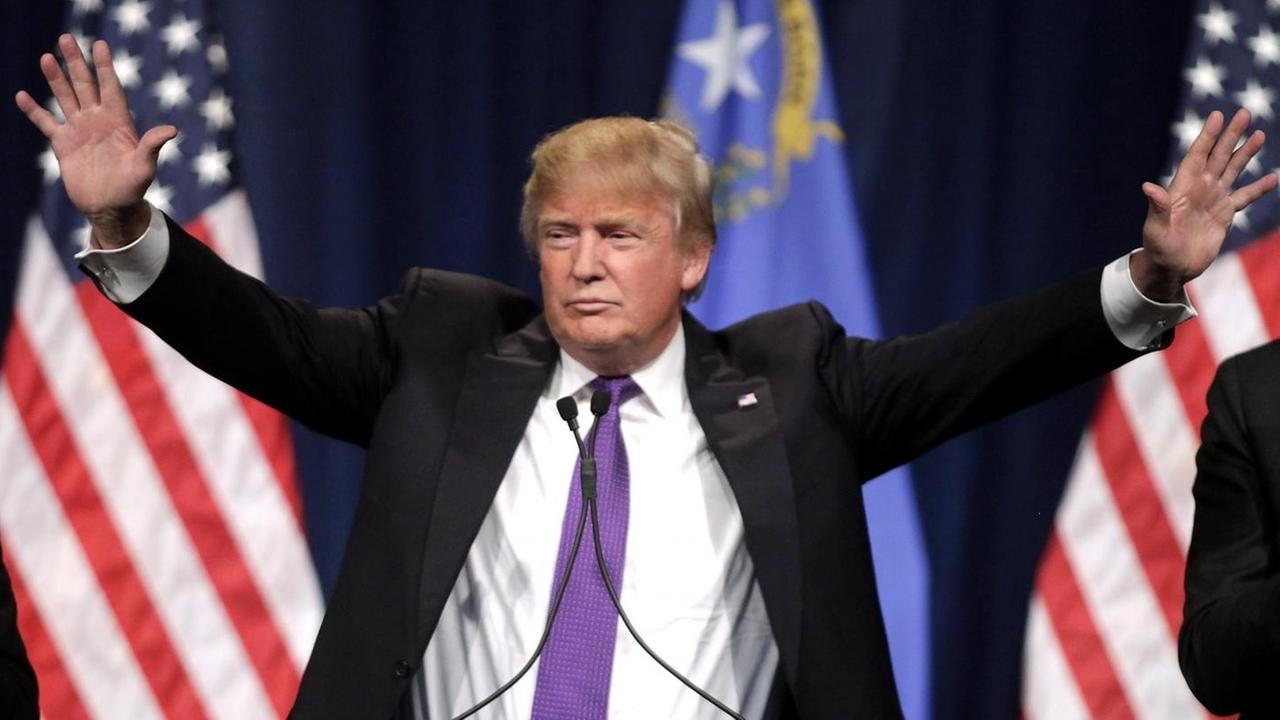 Donald Trump bei seiner Dankesrede nach der Vorwahl im US-Bundesstaat Nevada. Donald Trump bei seiner Dankesrede nach der Vorwahl im US-Bundesstaat Nevada.