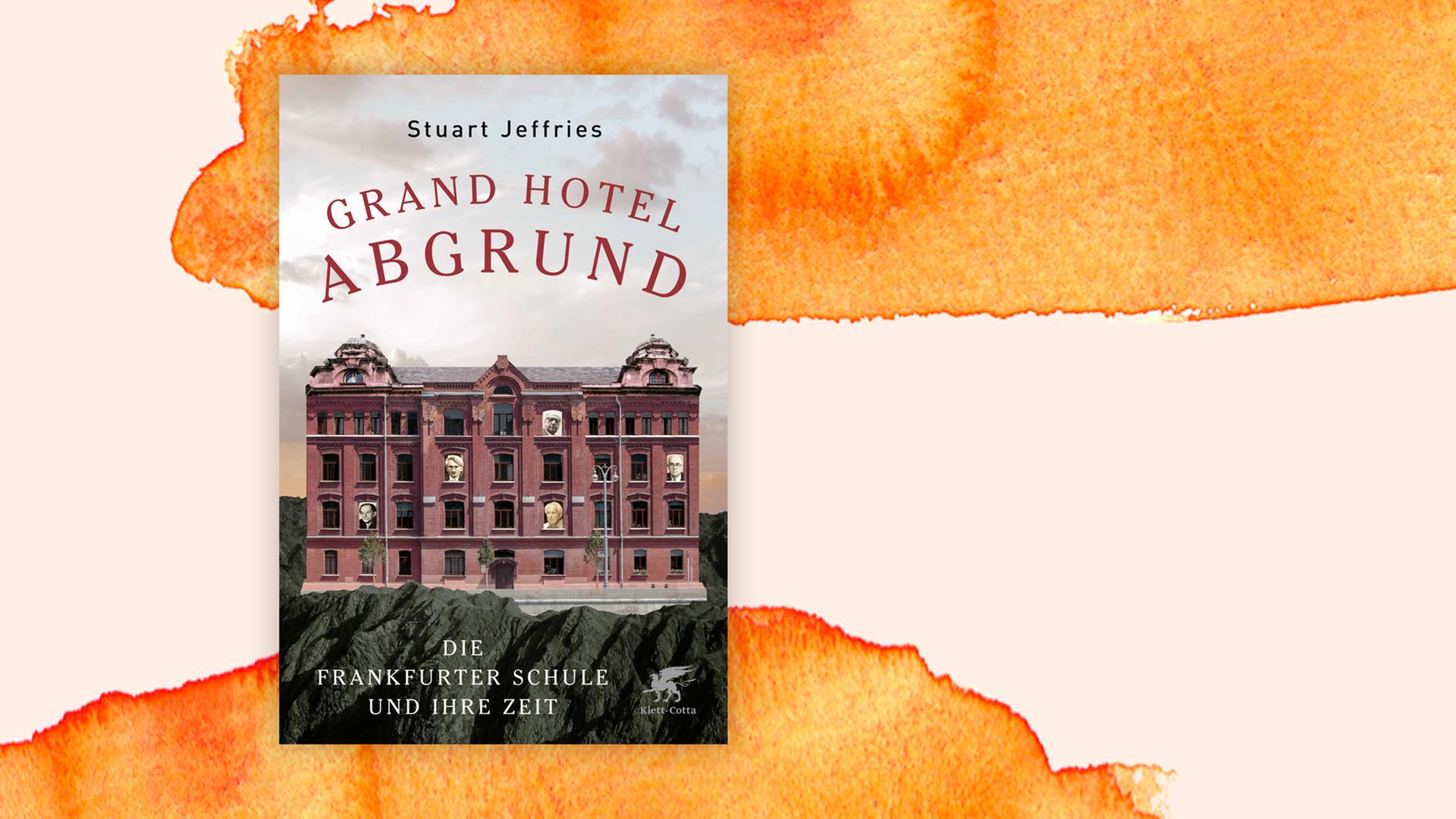 Das Bild zeigt das Cover des Buches "Grand Hotel Abgrund" vor einem aquarellierten Hintergrund. Das Bild zeigt das Cover des Buches "Grand Hotel Abgrund" vor einem aquarellierten Hintergrund.