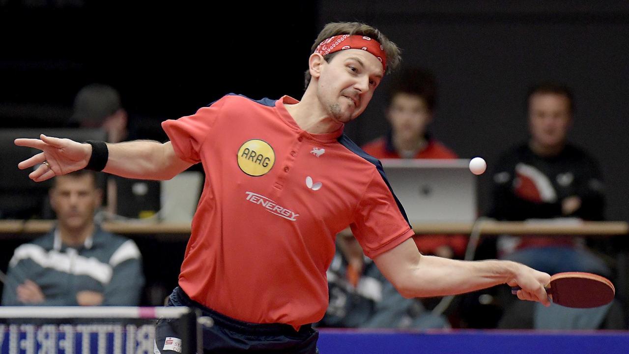 Timo Boll in Düsseldorf beim Spiel in der Champions League gegen Jakterinenburg. Timo Boll in Düsseldorf beim Spiel in der Champions League gegen Jakterinenburg.
