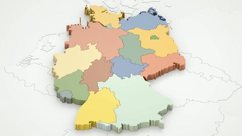 Karte der deutschen Bundesländer in verschiedenen Farben.