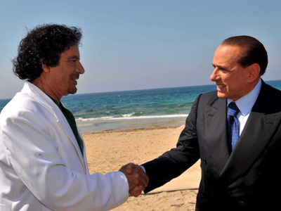 Treffen im Juni 2008: Gaddafi und Berlusconi