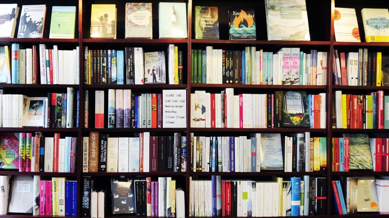 Bücherregal in der Berliner Kiez-Buchhandlung "Lesen & Lesen Lassen" in Berlin-Friedrichshain Bücherregal in der Berliner Kiez-Buchhandlung "Lesen & Lesen Lassen" in Berlin-Friedrichshain