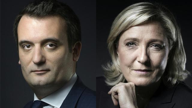 Die Fotomontage zeigt Florian Philippot und Marine Le Pen.