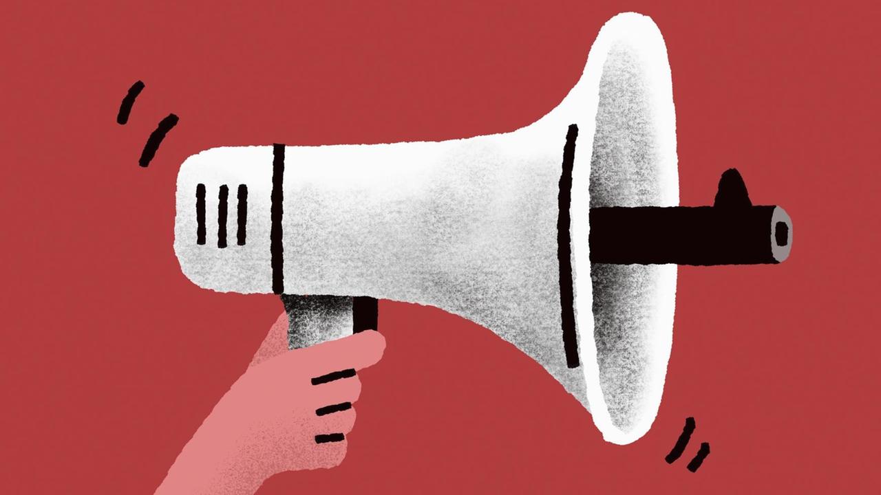 Illustration: Megaphon als Pistole Illustration: Megaphon als Pistole