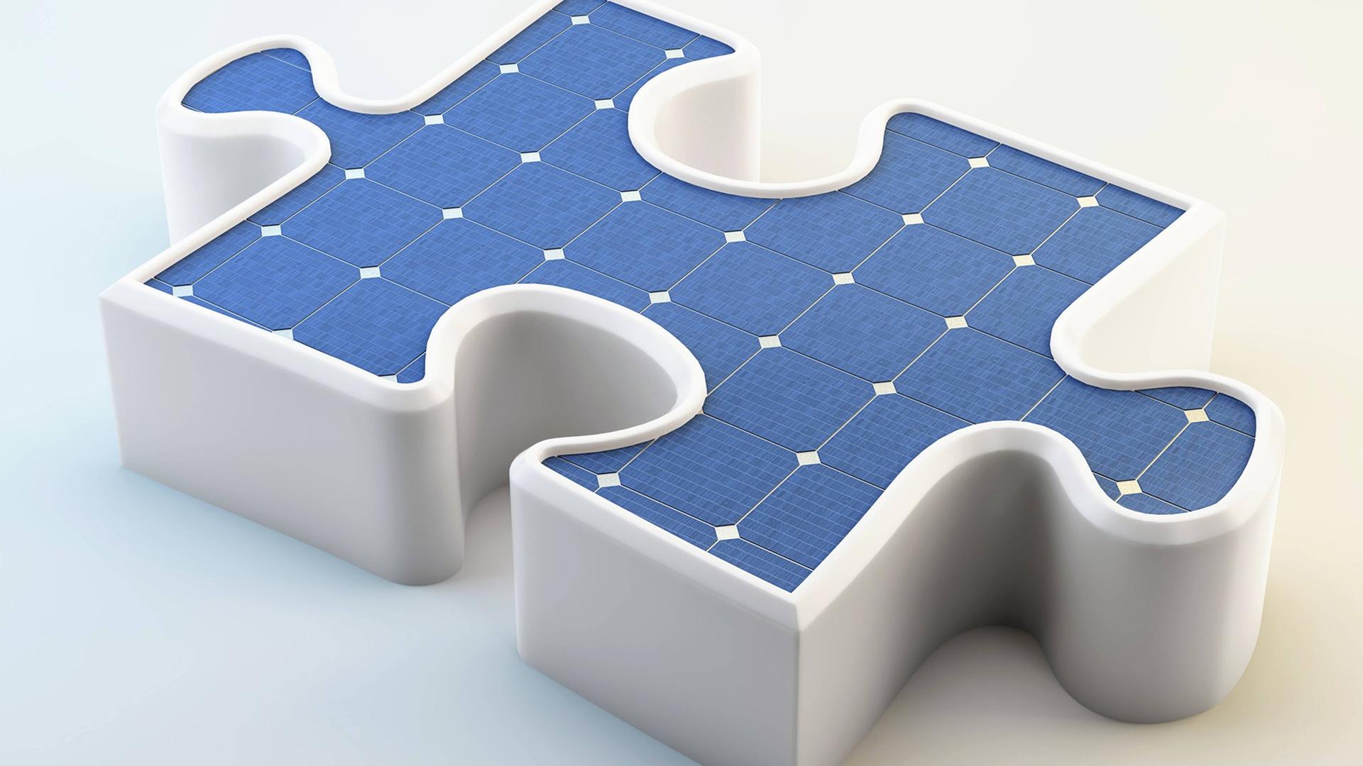 Eine Solarzelle in Form eines Puzzleteils Eine Solarzelle in Form eines Puzzleteils