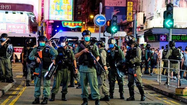 June 12, 2020, Hong Kong: Chinesische Polizei kontrolliert die Demontrationen zum ersten Jahrestag der Proteste in Hongkong