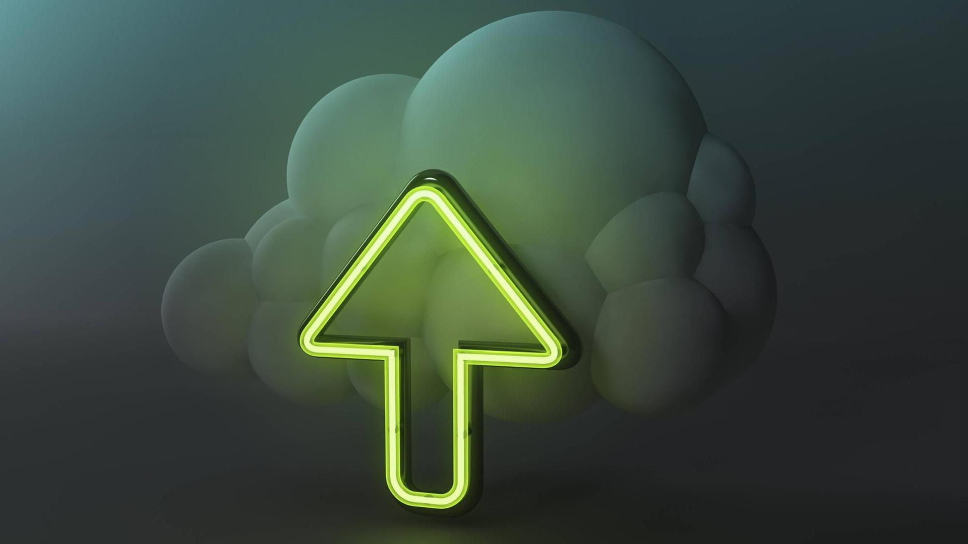 Neon-Pfeil zeigt in eine Wolke Neon-Pfeil zeigt in eine Wolke