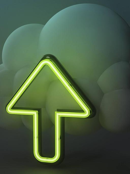 Neon-Pfeil zeigt in eine Wolke