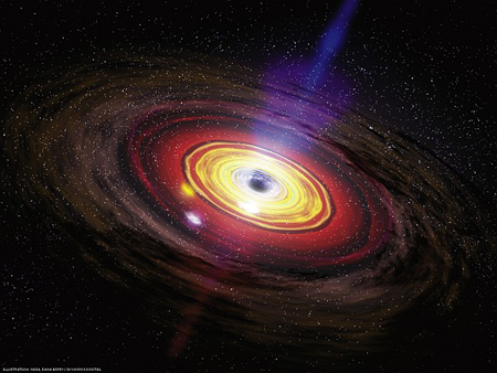 In der Umgebung eines Schwarzen Lochs bildet die Materie eine große Scheibe (Zeichnung)