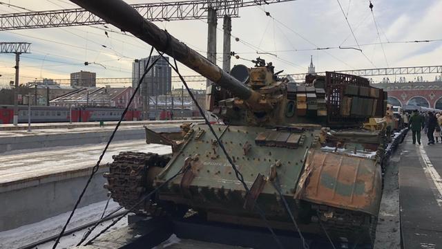 Panzer T-55 aus dem Syrienkrieg im Bahnhof von Kasan