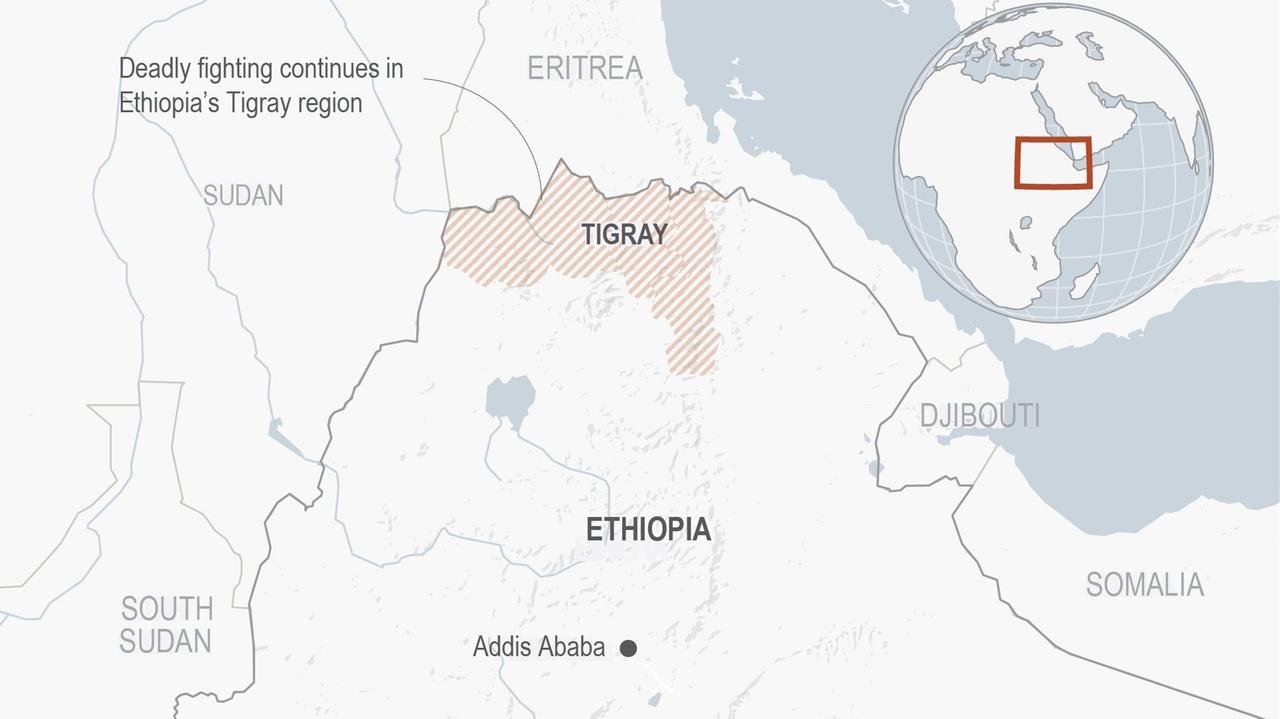 Eine Karte von Äthiopien, Tigray Eine Karte von Äthiopien, Tigray