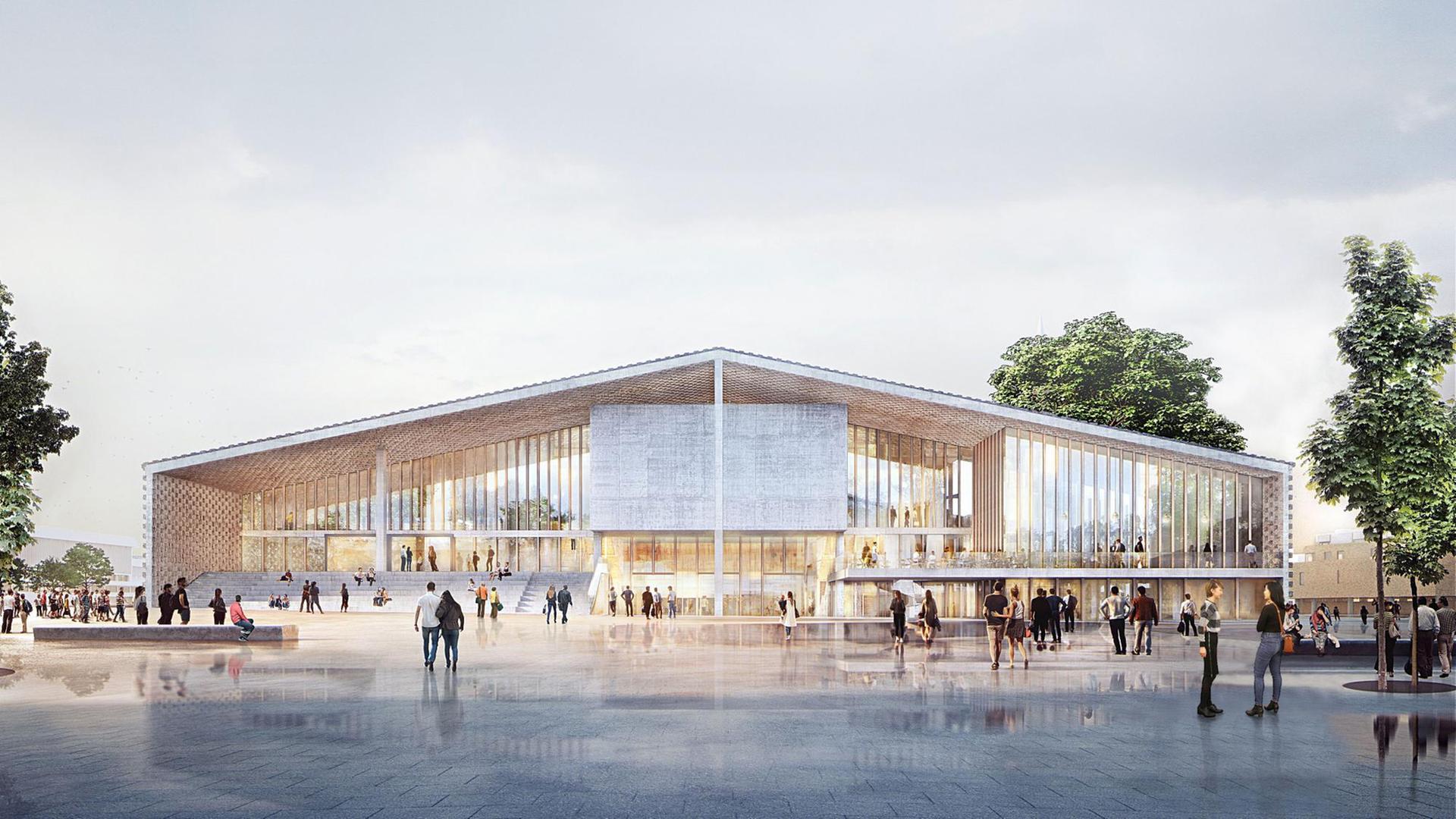 Stand der Planungen für das Museum des 20. Jahrhunderts am Kulturforum, Herbst 2018. Fassade Nordeingang, Scharounplatz: Die großflächig verglaste Fassade zum Scharounplatz wirkt einladend und verbindet das Museum mit dem umgebenden Stadtraum. Stand der Planungen für das Museum des 20. Jahrhunderts am Kulturforum, Herbst 2018. Fassade Nordeingang, Scharounplatz: Die großflächig verglaste Fassade zum Scharounplatz wirkt einladend und verbindet das Museum mit dem umgebenden Stadtraum.