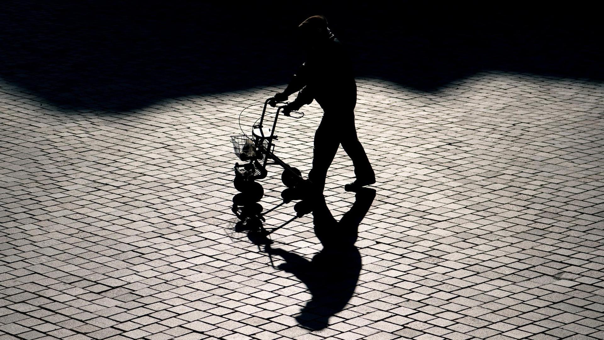 Ein Rentner ist mit einem Rollator in Potsdam unterwegs. Ein Rentner ist mit einem Rollator in Potsdam unterwegs.