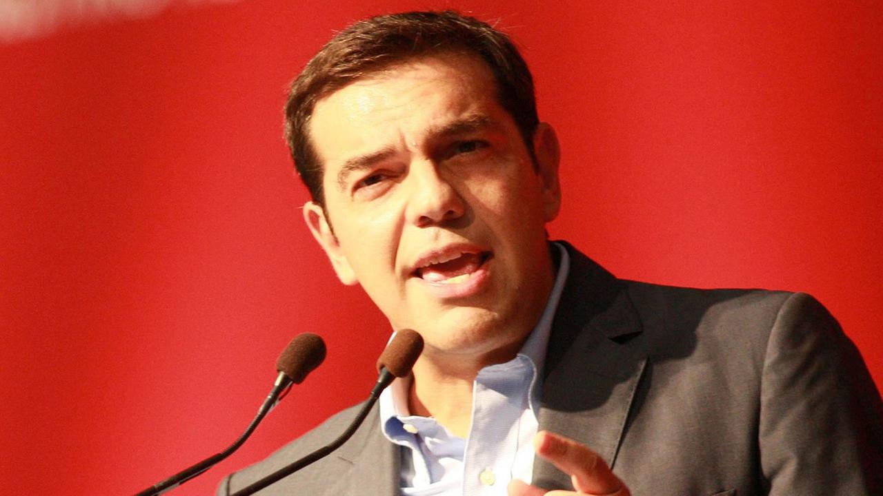 Syriza-Vorsitzender Alexis Tsirpas bei einer Pressekonferenz am 14. September 2014. Syriza-Vorsitzender Alexis Tsirpas bei einer Pressekonferenz am 14. September 2014.