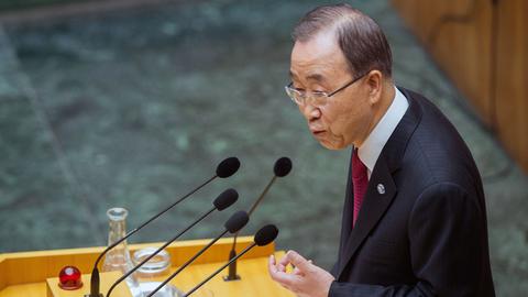 UN-Generalsekretär Ban Ki-moon bei seiner Rede vor dem Wiener Parlament am 28. April 2016