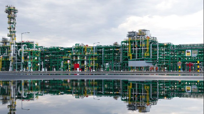 Das Kashagan-Ölfeld in der Nähe von Atyrau in Kasachstan. Das Kashagan-Ölfeld in der Nähe von Atyrau in Kasachstan.