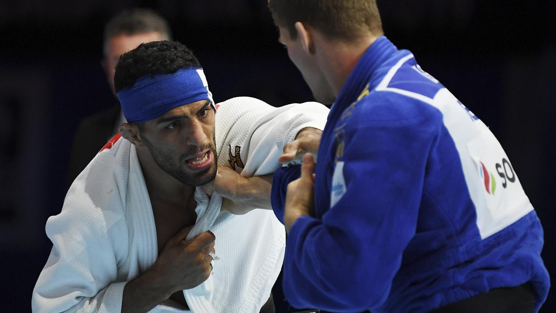 Der iranische Judo-Sportler Saeid Mollaei bei einem Kampf. Der iranische Judo-Sportler Saeid Mollaei bei einem Kampf.